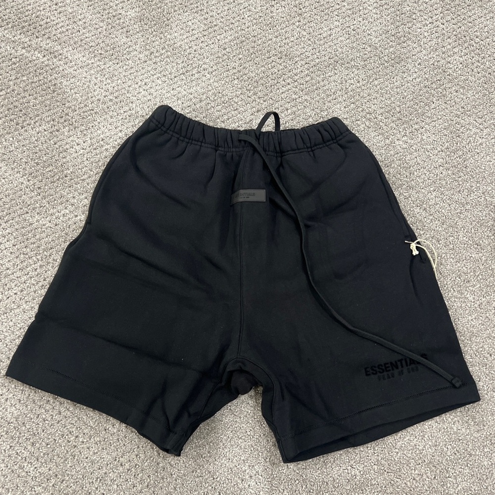 Essentials Black Athletic Shorts with Elastic Waistband